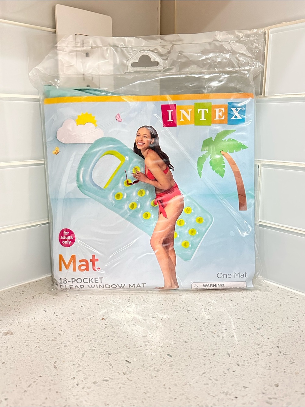 Intex 18-Pocket Clear Window Pool Float Lounge Mat 74” x 28” NIP